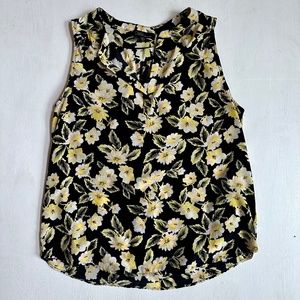 Dalia Yellow & Black Floral Sleeveless Blouse